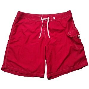XELOSETTE Women 18 Red 11" Cargo Board Shorts‎ Hand Made in California USA